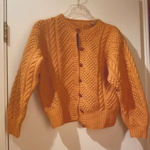 Mustard popcorn knit wool sweater